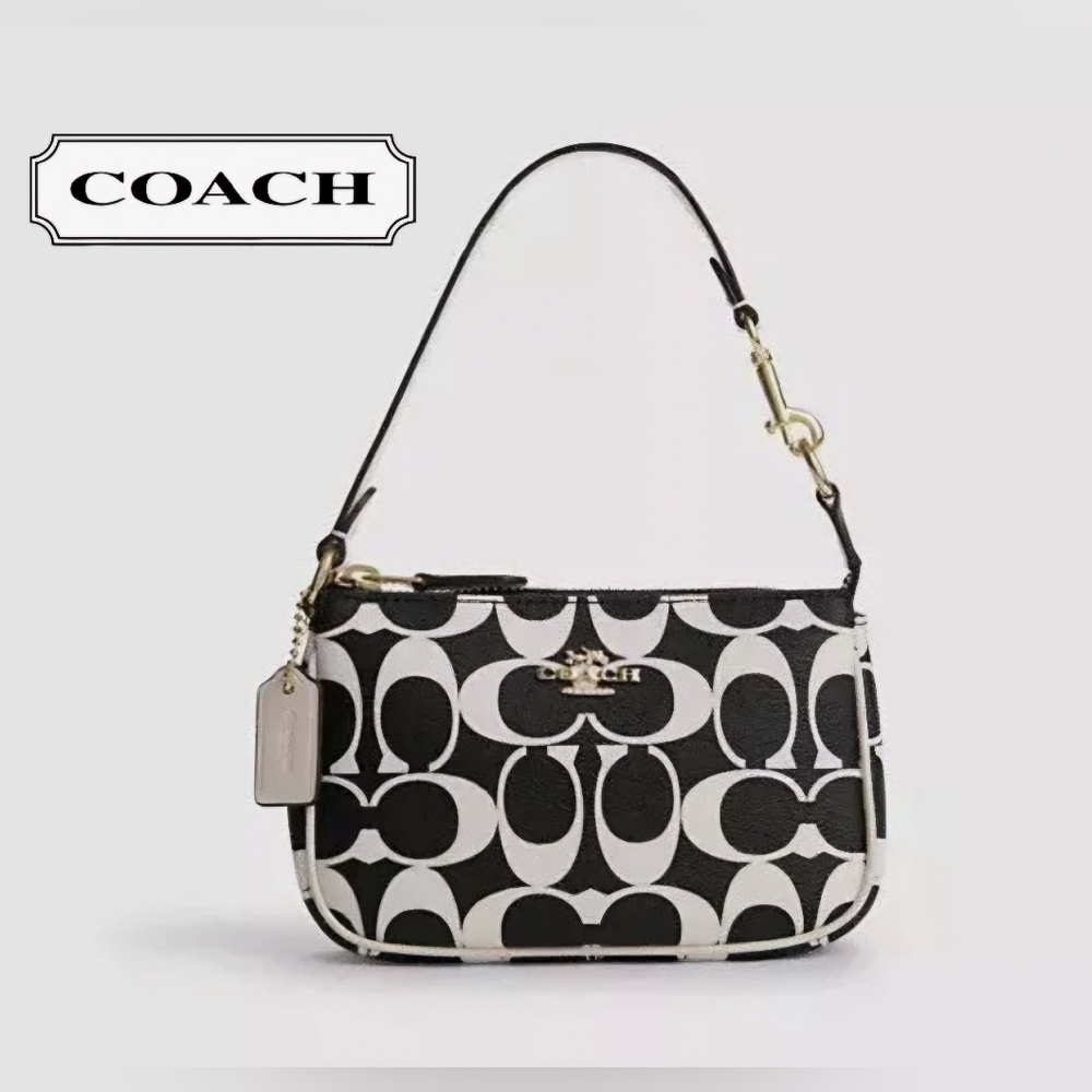 COACH Pochette Nolita 19 In Signature Coach C Canvas Black & White Multi NWT!